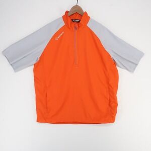 Sunice Pullover Wind Shirt‎ Mens XL Orange Gray Short Sleeve Golf Jacket 1/2 Zip